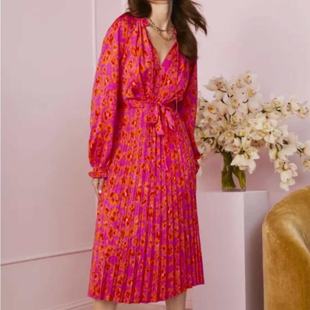 Scoop NYC Floral Pink and Orange Maxi Dress Sz L